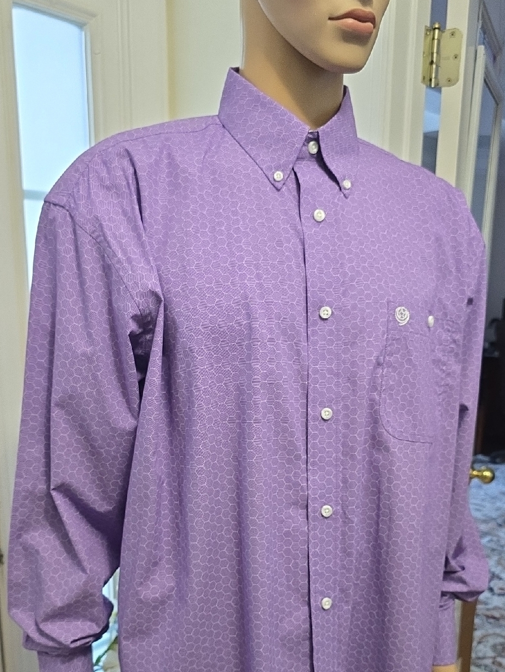 WRANGLER BRAND MEN'S BIG & TALL PURPLE FRONT BUTTON LONG SLEEVE SHIRT SIZE XLT